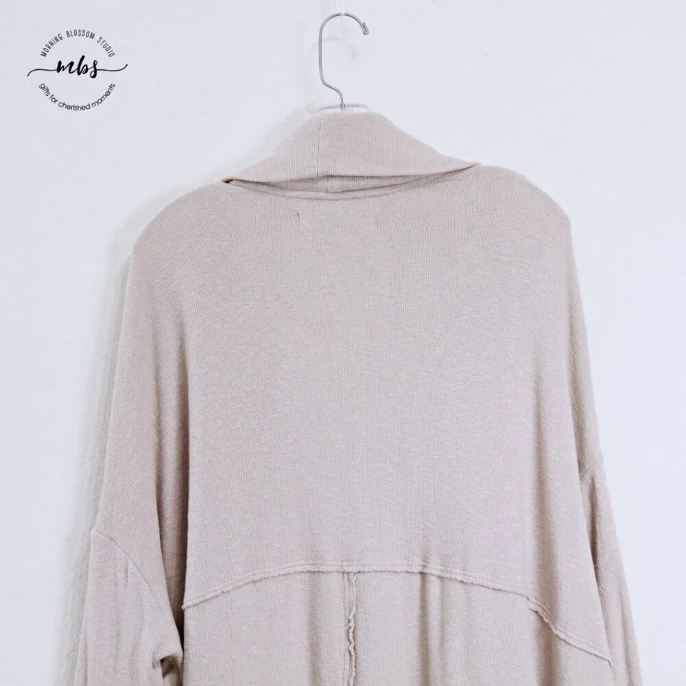 Free People Beach Long Oversized Open‎ Cardigan Sweater Duster Beige Women XS